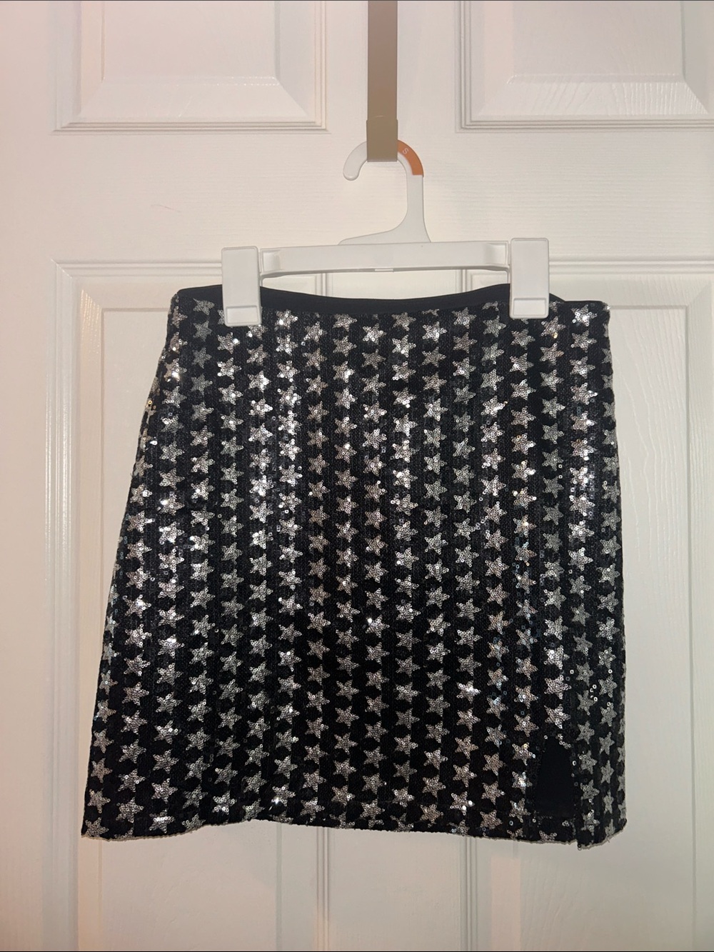 Altar'd State Black Mini Skirt with Silver Star Sequins